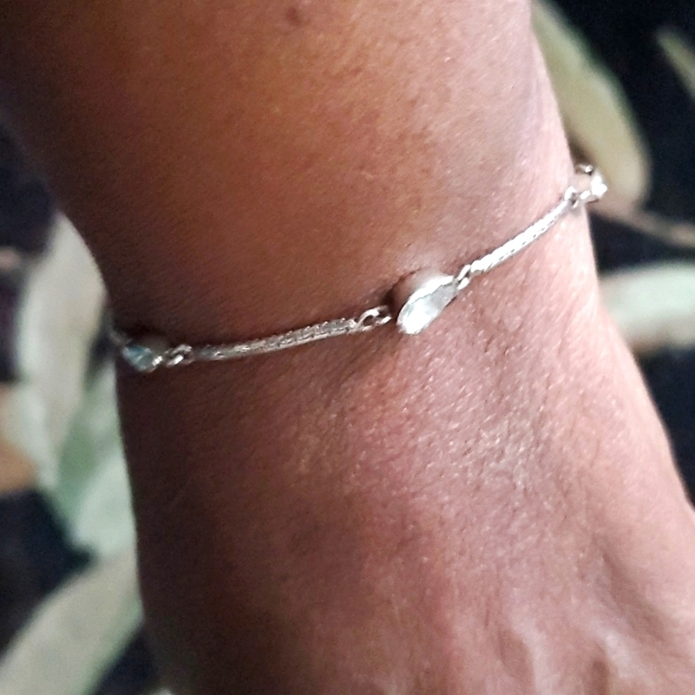 Polki Diamond Station Bracelet Platinum Over Sterling Silver